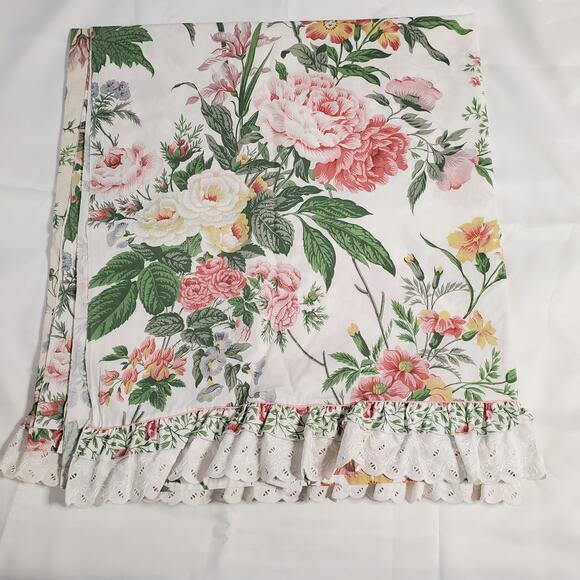 Vintage Martex Liberty Of London Queen Flat Sheet Ruffle Percale - Picture 7 of 13